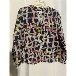 Busayo Collective Women's Geometric Cotton Button-Down Blouse Size A